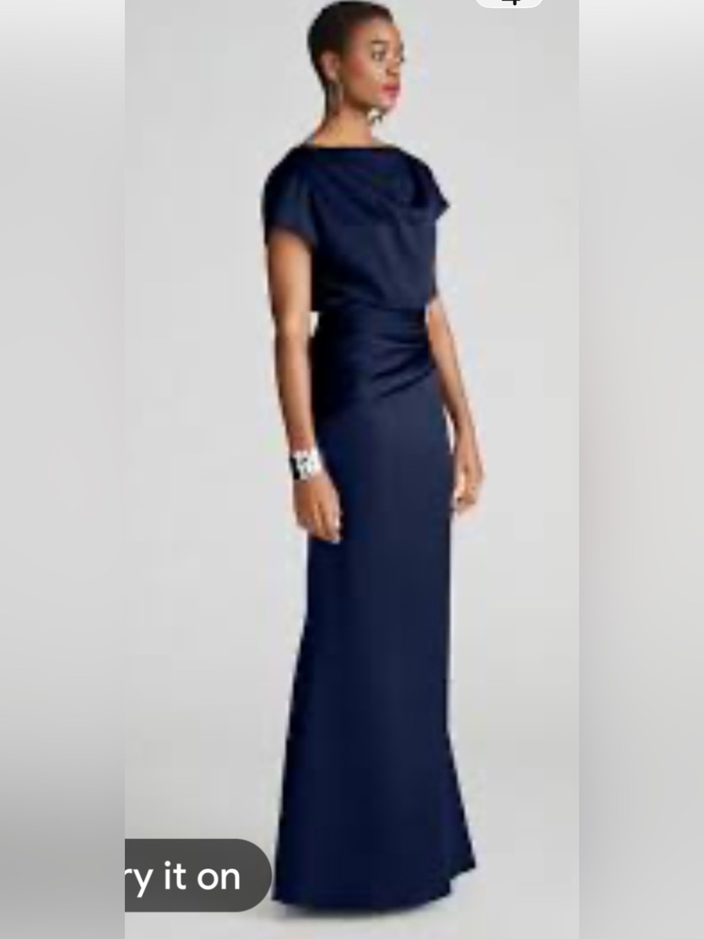 H by Halston Navy Draped Maxi Dress